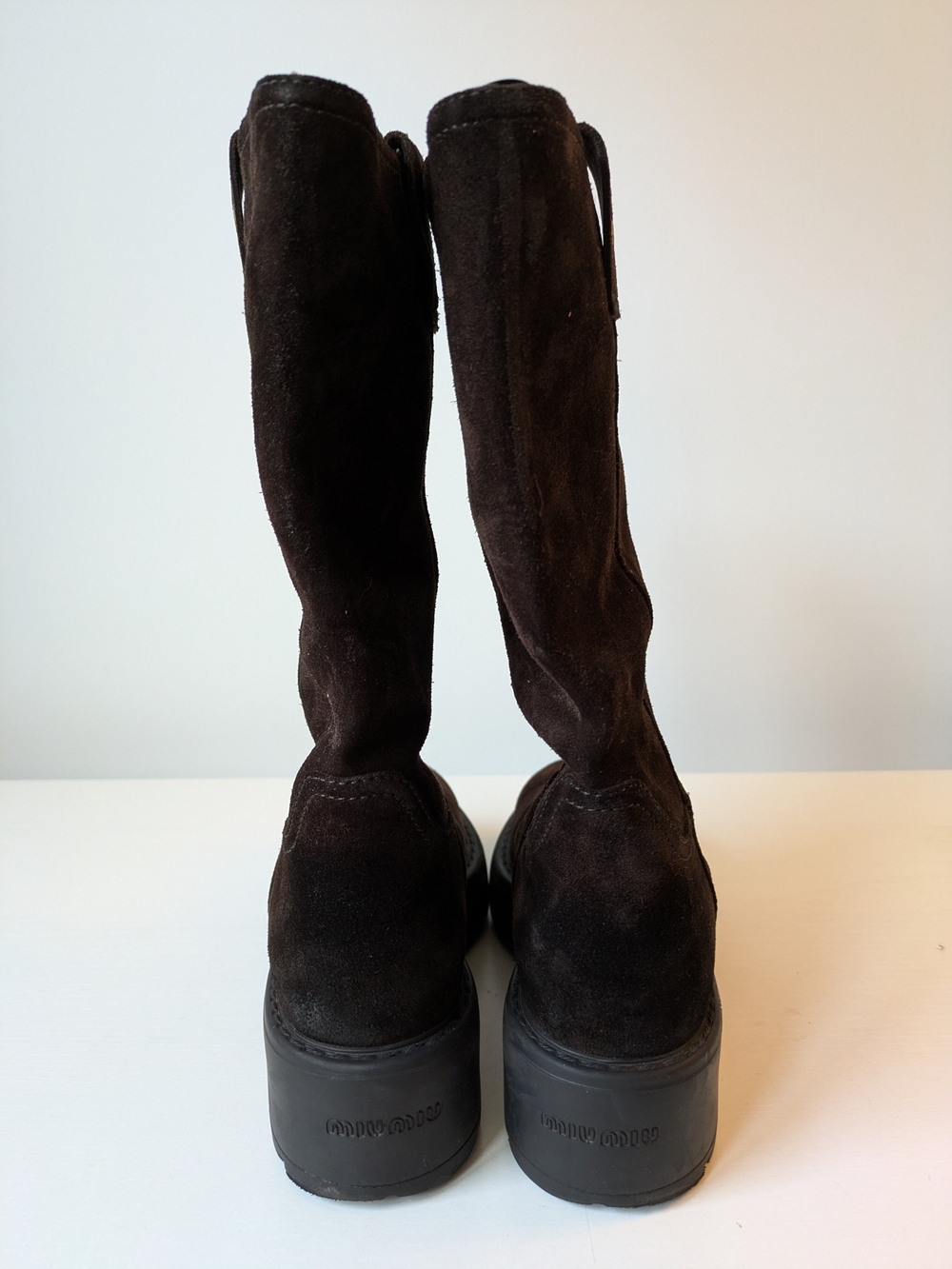 Miu Miu Brown Suede Mid-Calf Boots - Picture 4 of 7